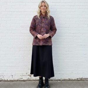 Vintage Tapestry Jacket Pink Purple Paisley Embroidered Floral size Large 1990s